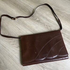 Salvatore Feragamo vintage brown leather clutch purse